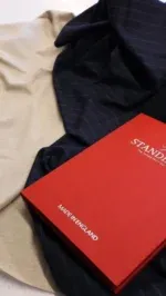 Drawing on Standeven’s heritage and archival designs, the collection brings classic plains, chalk stripes and checks together with autumnal mixtures and more expressive colour.
 
Oxbridge Flannel is a 370g / 13oz double-milled flannel in 100% Super 120’s RWS Merino wool, with a soft, lofty handle and refined matt finish.
 
Speak to the team, sales@standevenfabrics.co.uk
 
#standeven #oxbridgeflannel #flannelsuiting #bespokesuit #standevenoxbridgeflannel
